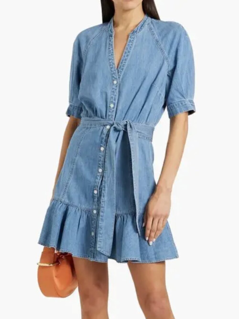 Veronica Beard Jean Kanika mini dress Iceberg button-up light denim Sz S